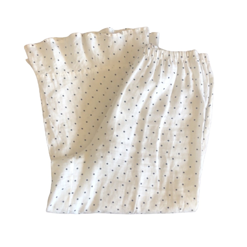 Flax Cropped Linen Polk A Dot White & Black Pants S